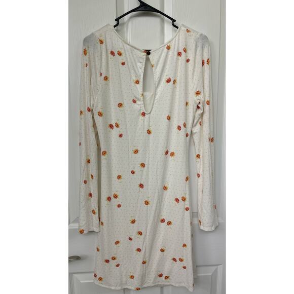 FREE PEOPLE Celia Ivory Combo Floral Mini Dress Size Medium boho hippie cottage - Picture 3 of 8